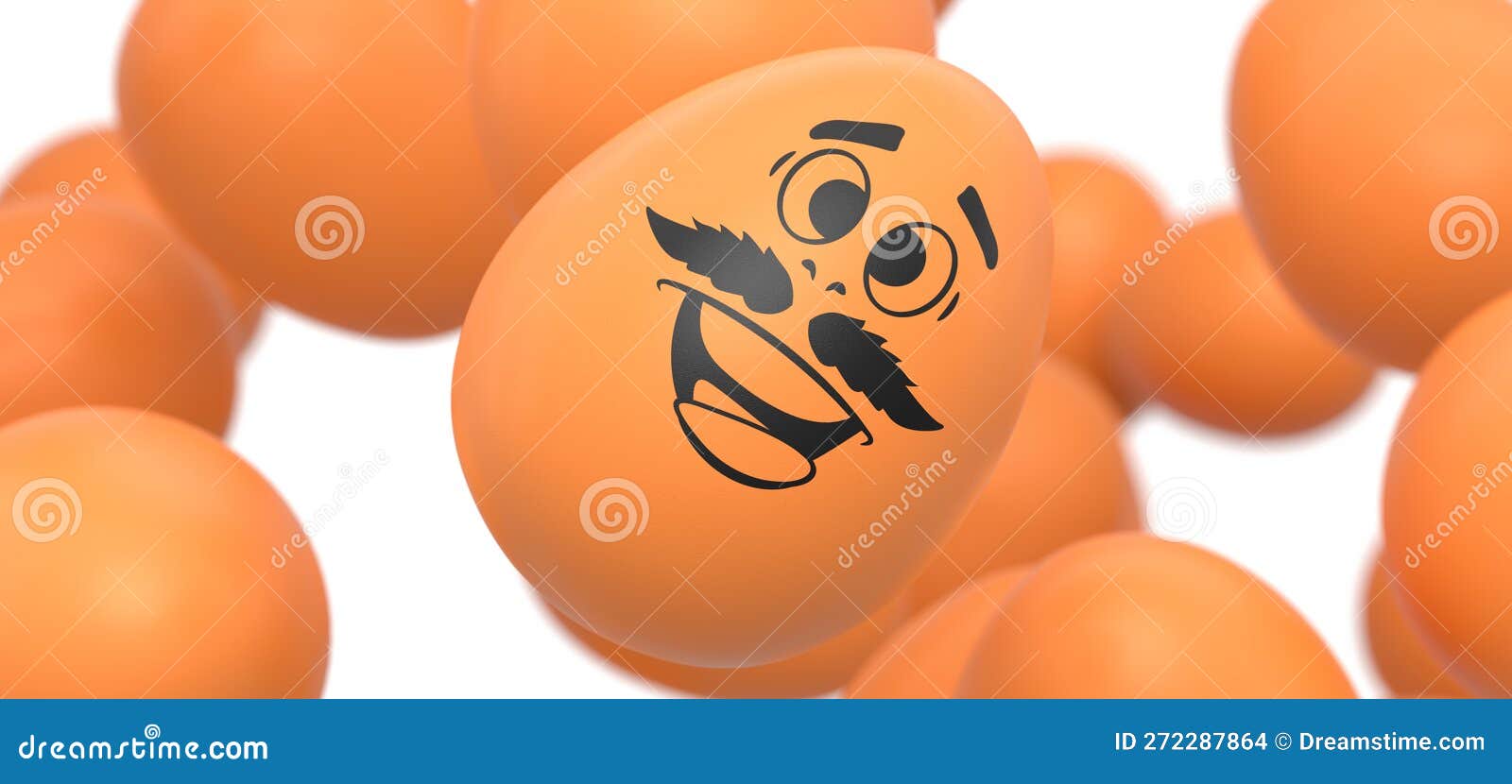 Group of Flying Farm Brown Chicken Eggs Flying with Funny Face and