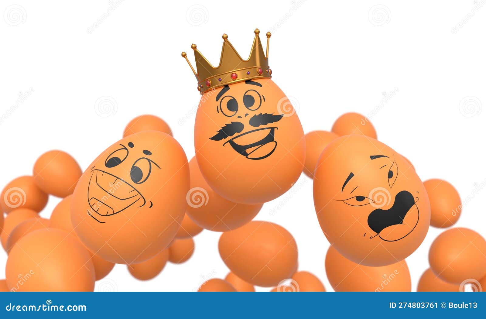 Group of Flying Farm Brown Chicken Eggs Flying with Funny Face and