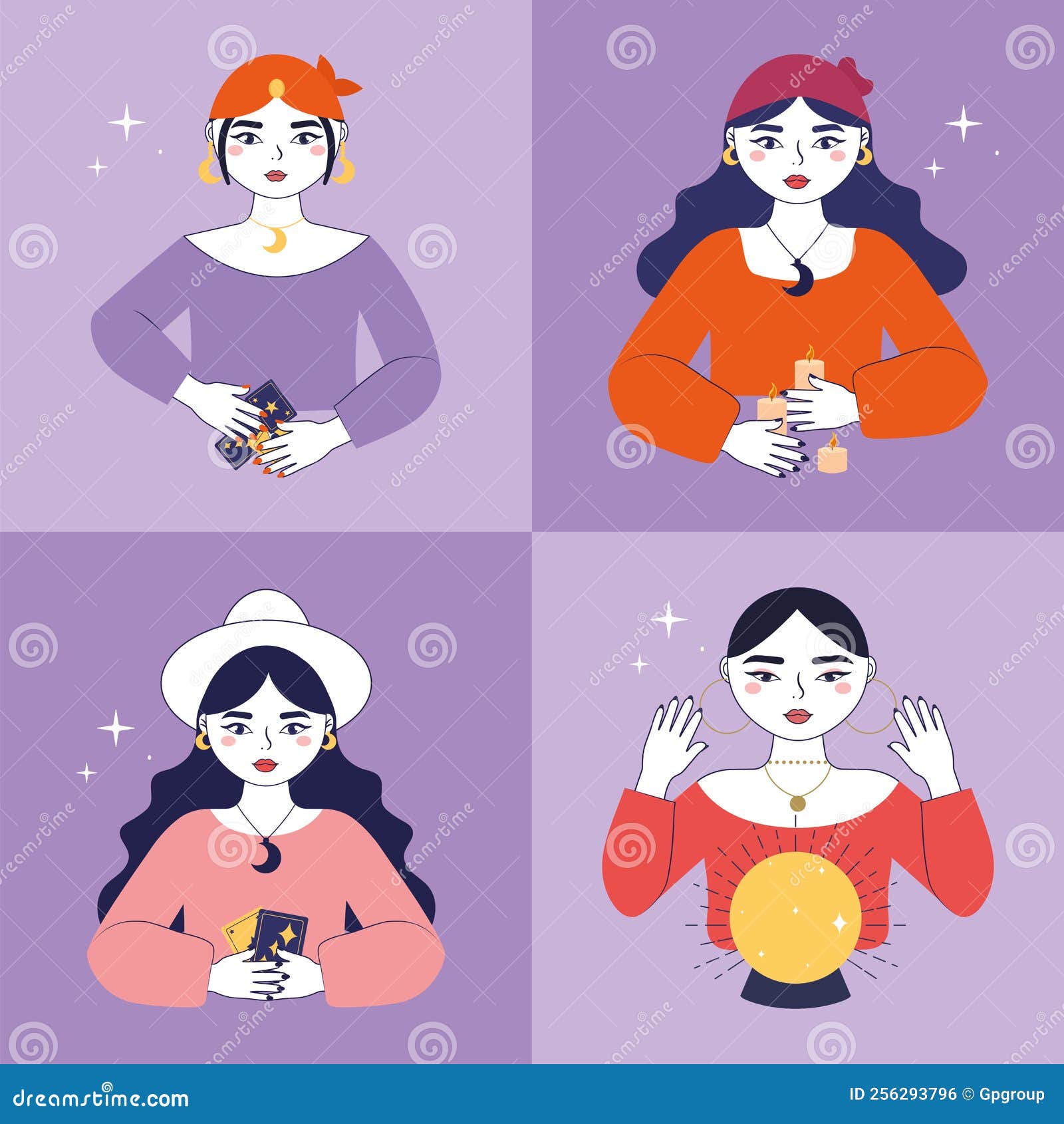Fortune teller ladies stock vector. Illustration of oracle 256293796