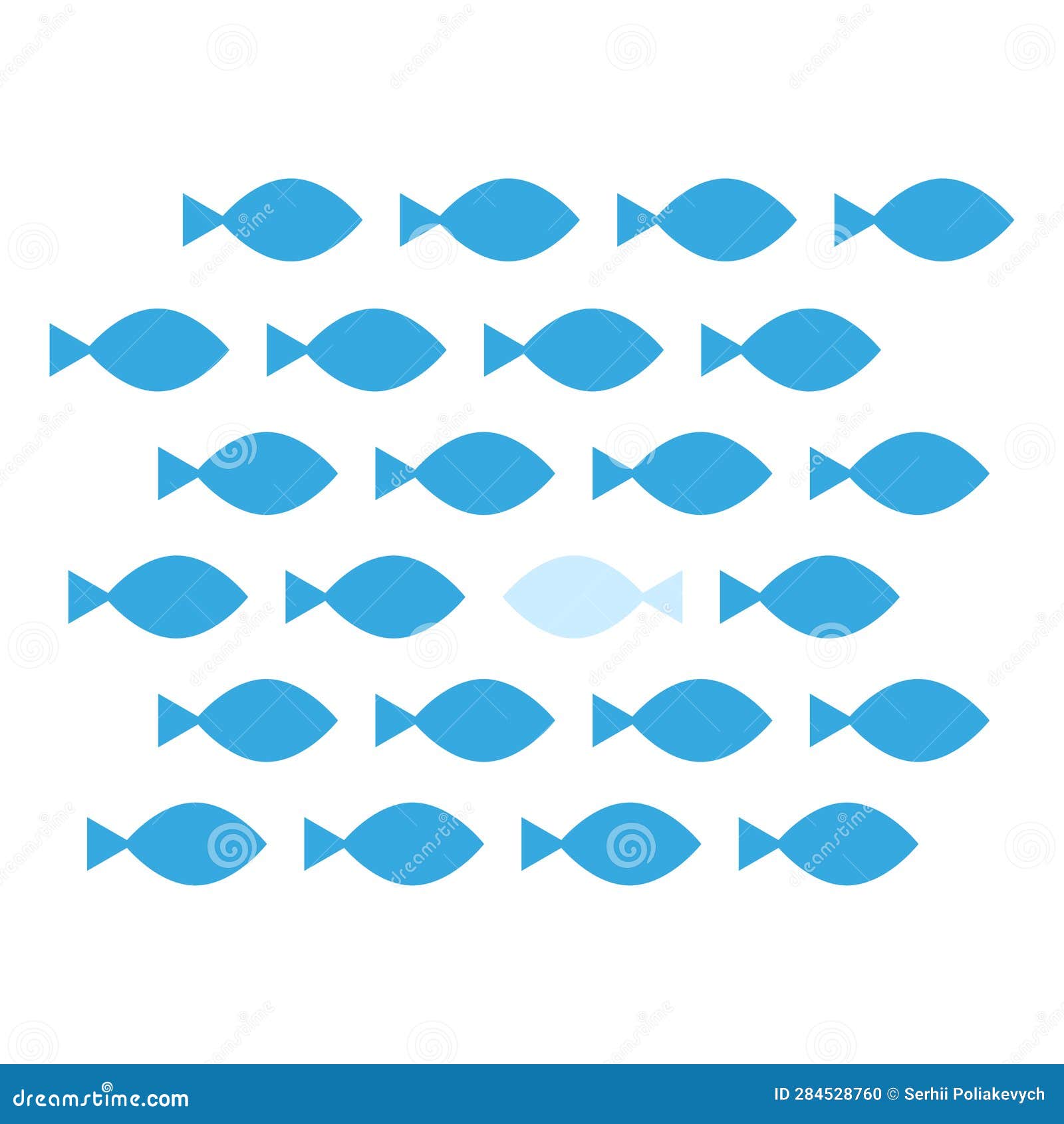 Group of Fresh Fish. Vector Illustration. EPS 10 Stock Vector