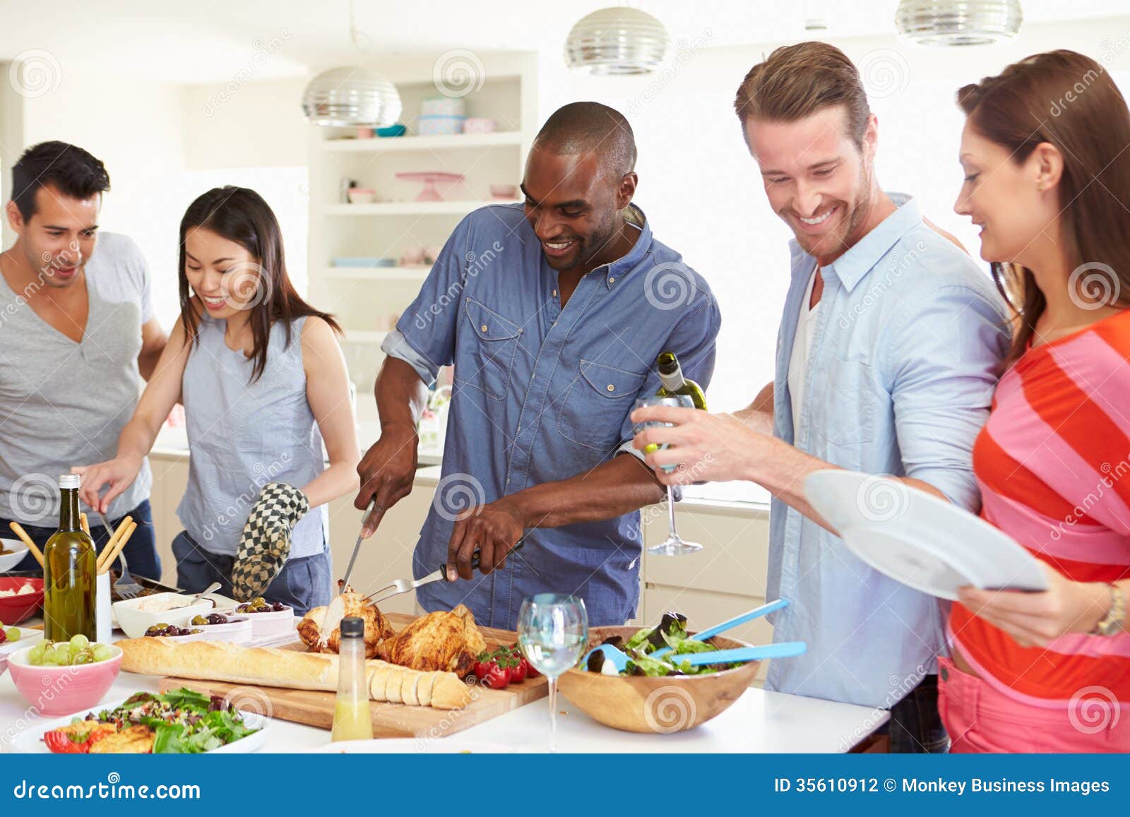 Group Of Friends Having Dinner Party At Home Stock Photography - Image 