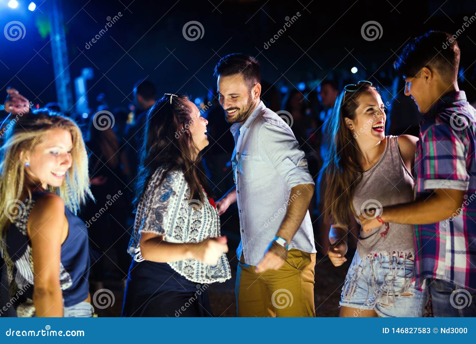 Group of Friends Having Great Time on Music Festival Stock Image ...