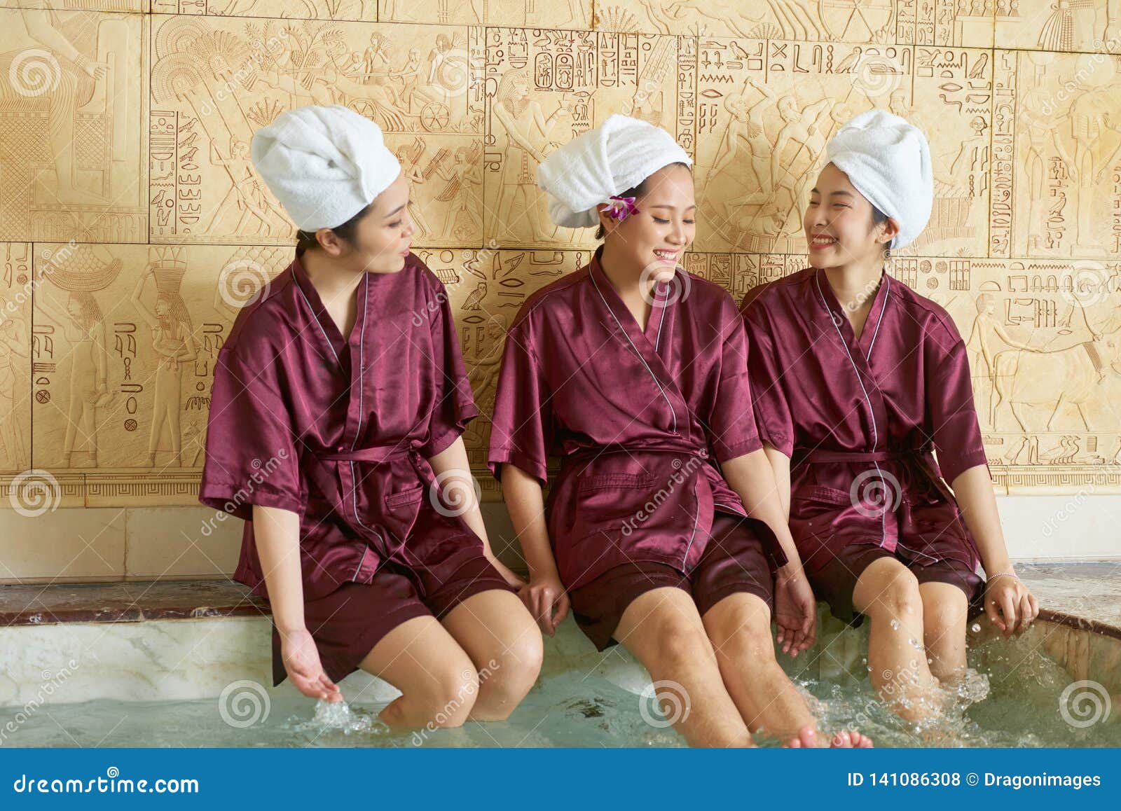 Group of Friends Relaxing at Spa Stock Photo Image of beautiful