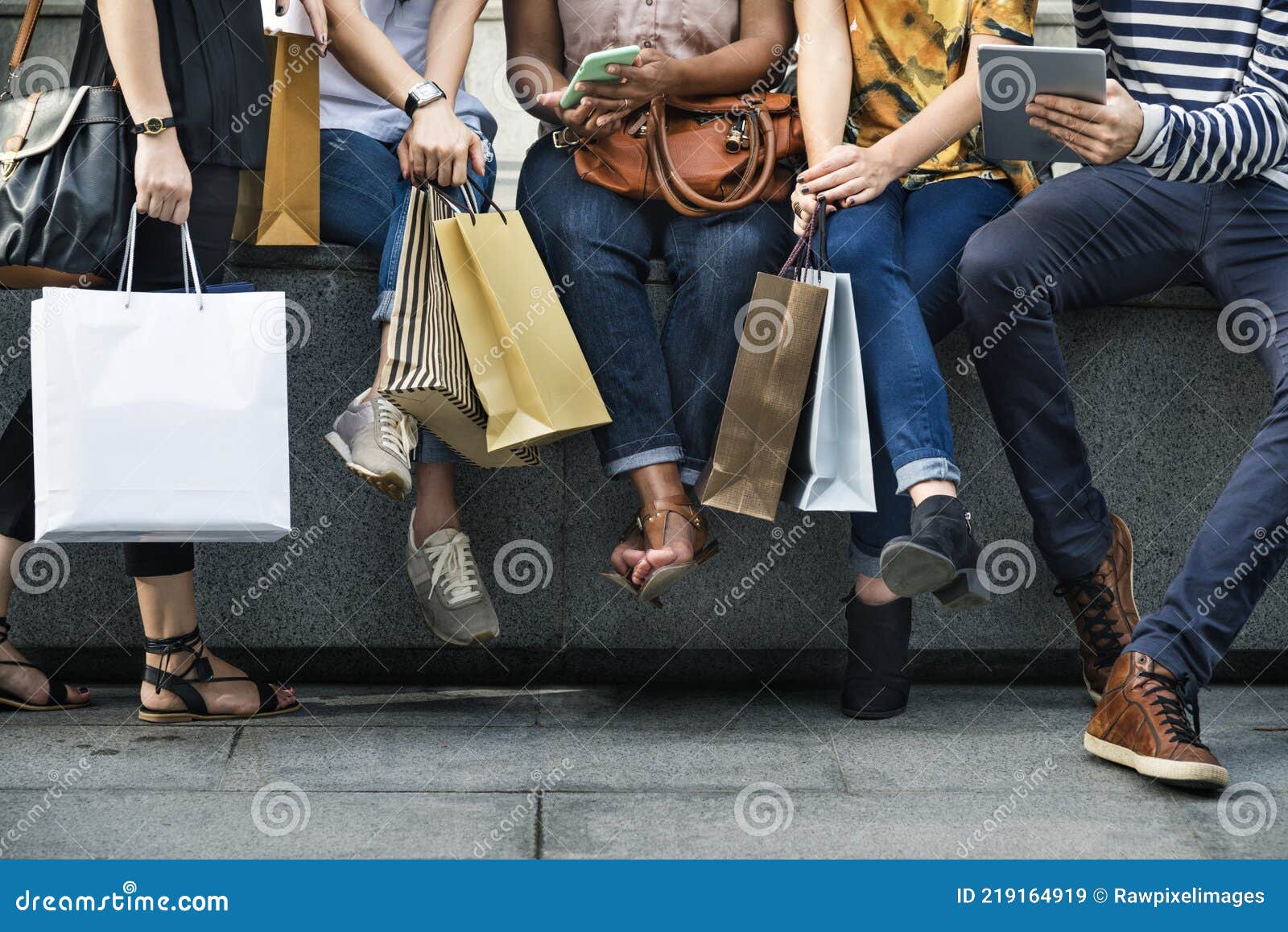 Group of Friends Shopping in a Mall Stock Image Image of diverse