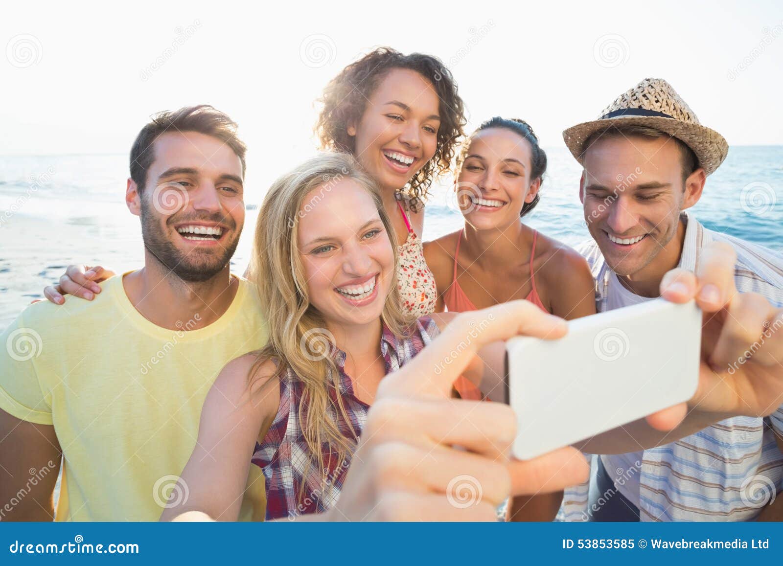 Group Of Friends Taking Selfies Stock Image Image Of