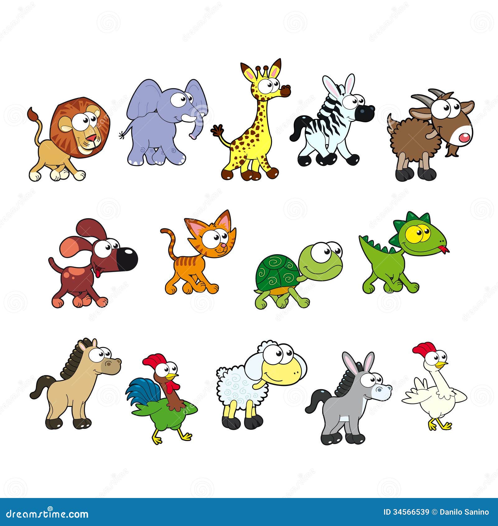 Download Group of funny animals. stock vector. Image of ...