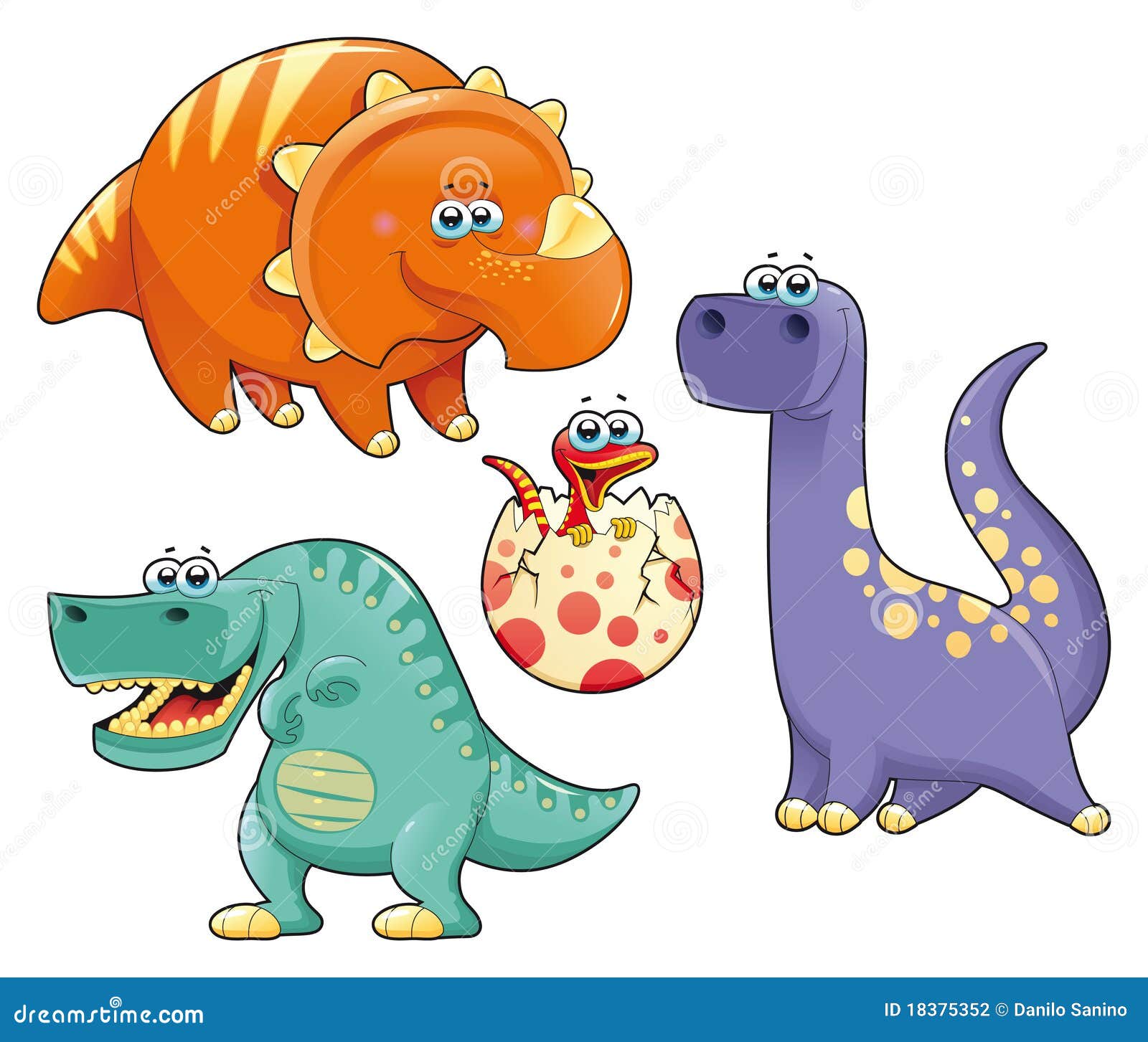 Group of funny dinosaurs. stock vector. Illustration of monster - 18375352