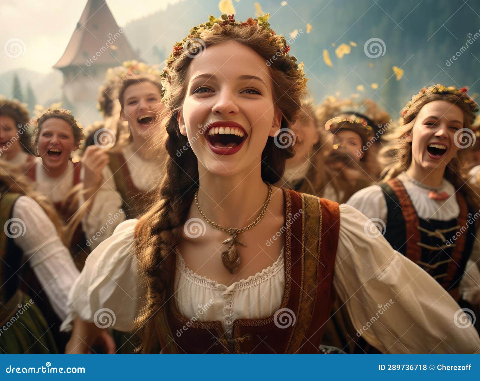 A Group of Germans in National Dress Stock Illustration Illustration