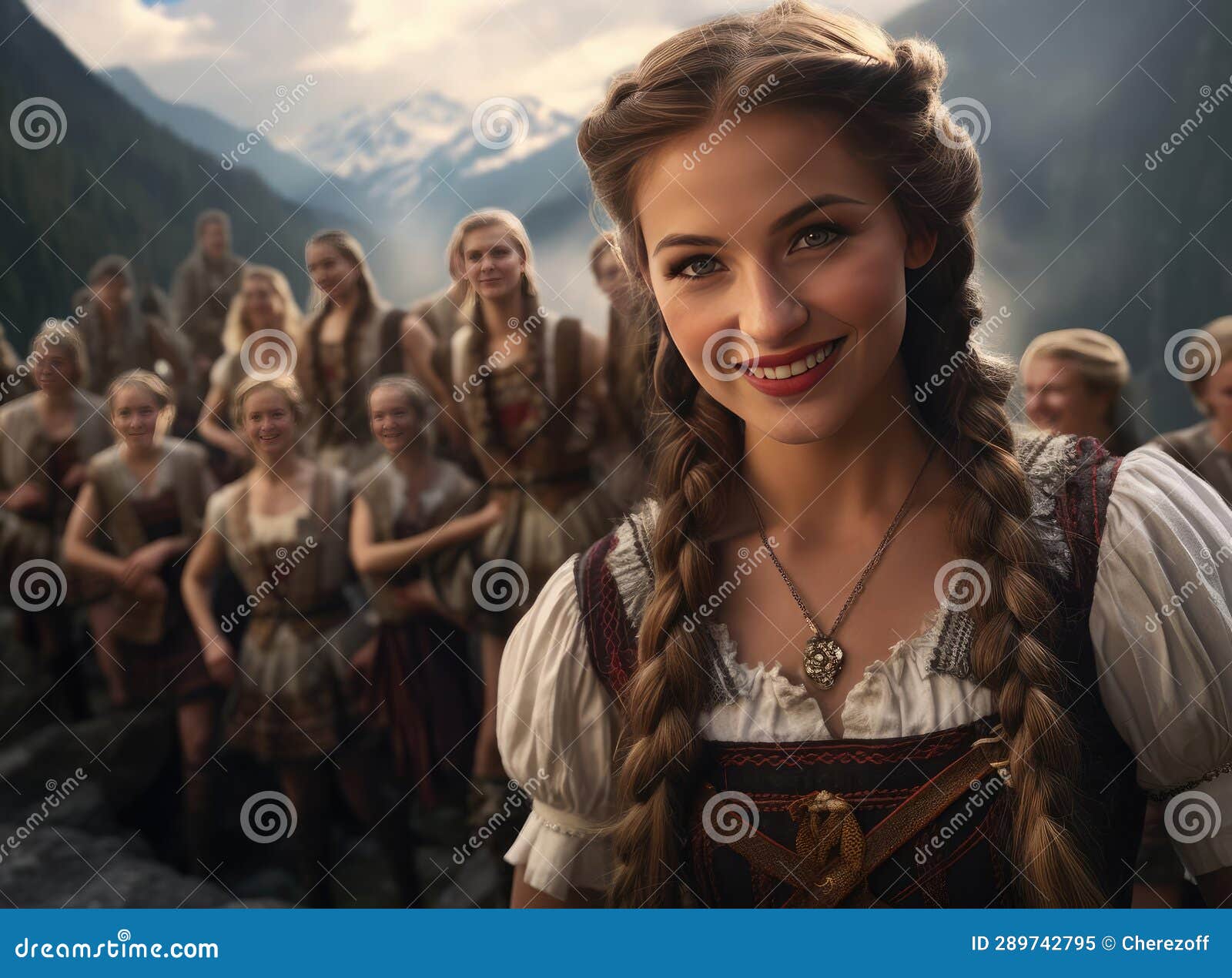 A Group of Germans in National Dress Stock Illustration Illustration