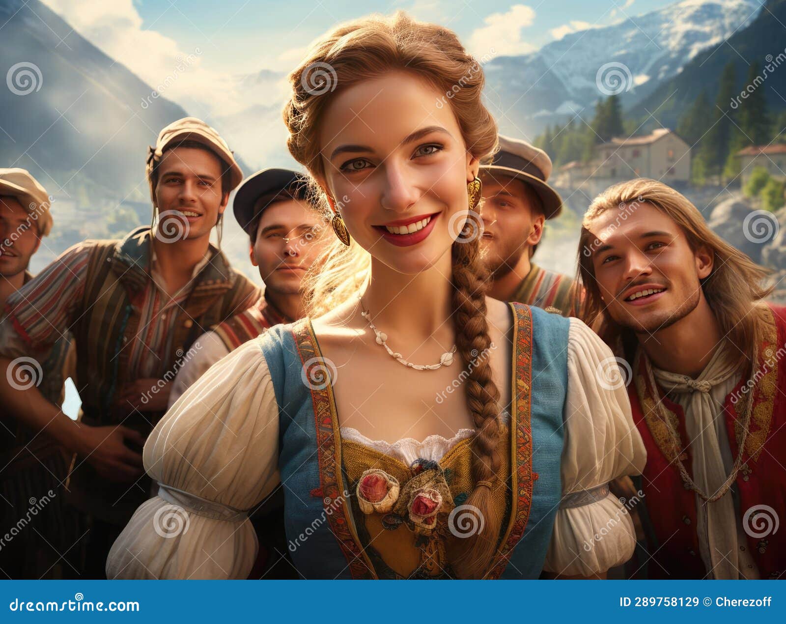 A Group of Germans in National Dress Stock Illustration Illustration