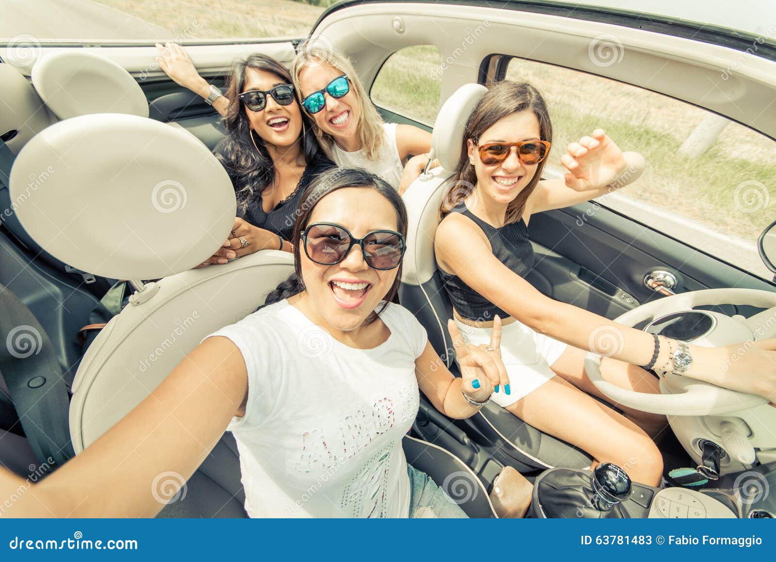 pretty car group selfie hot photo