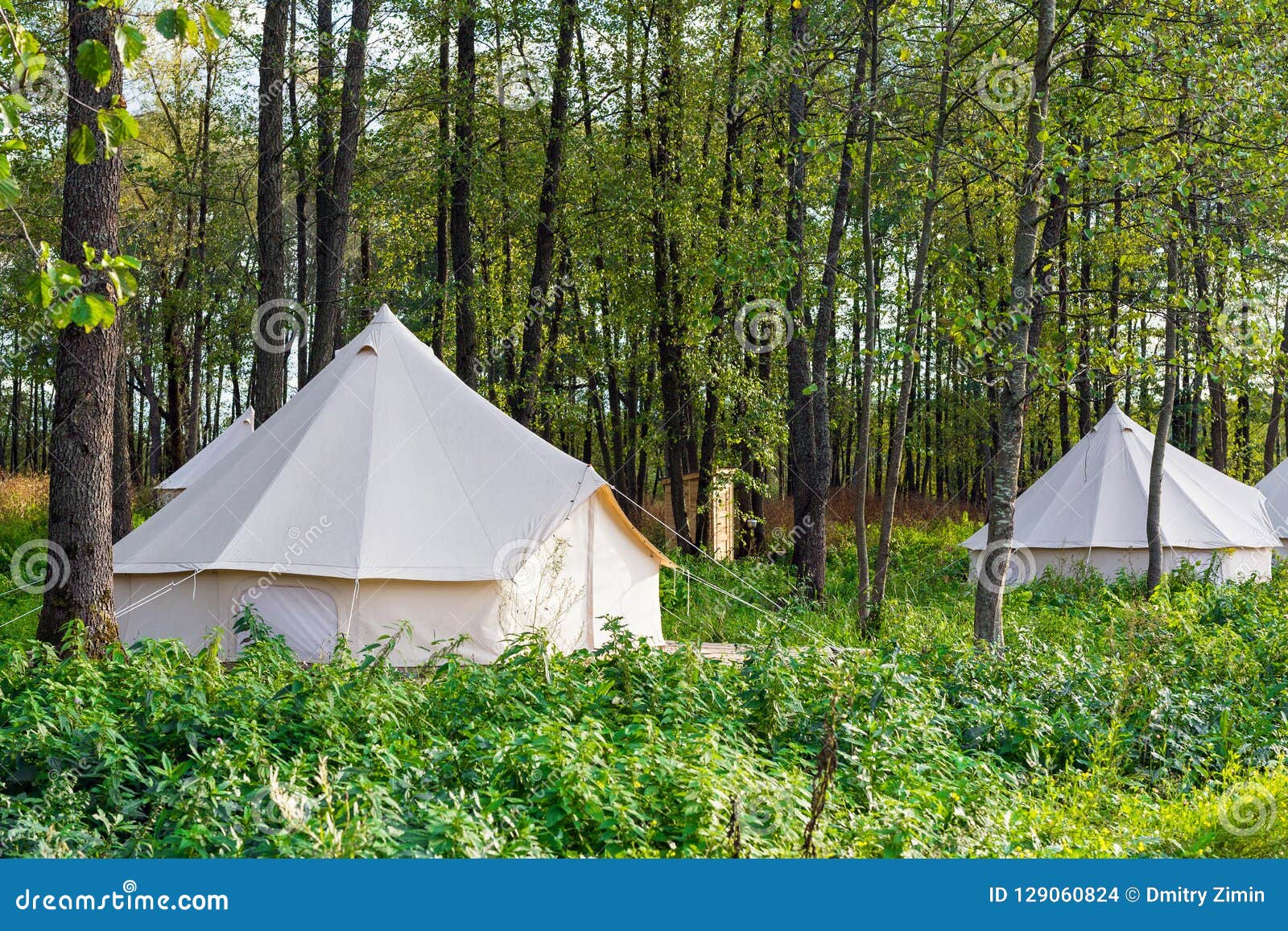 group of glamping bell tents