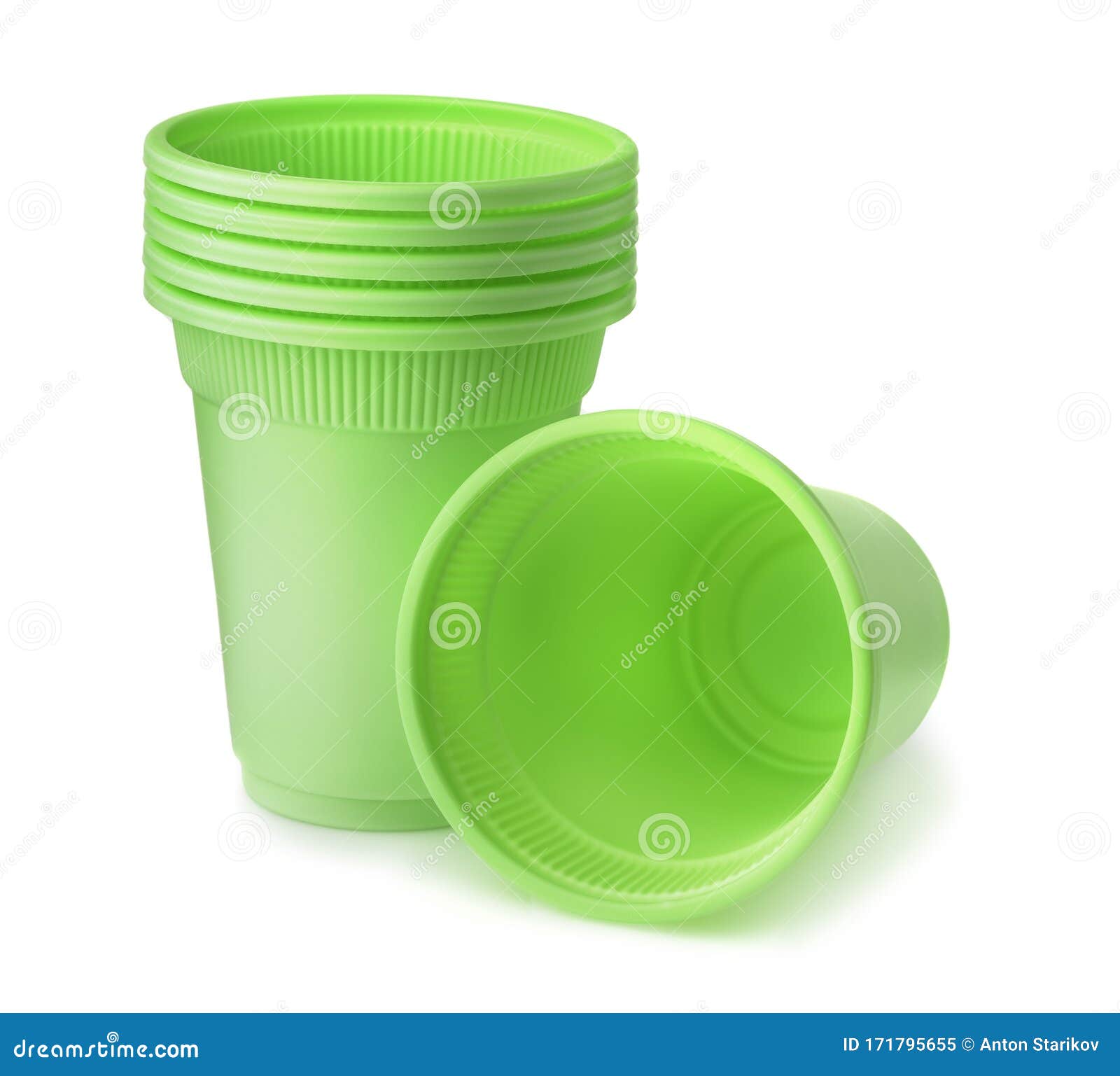Group of Green Disposable Biodegradable Plastic Cups Stock Image