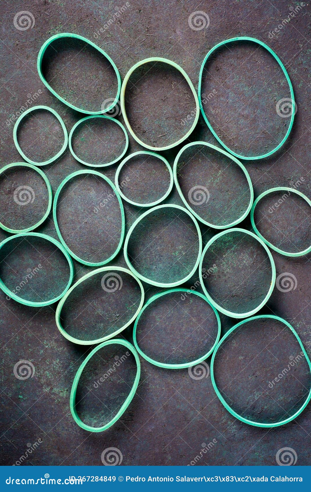 Group of Green Rubber Bands Stock Image Image of vintage, material