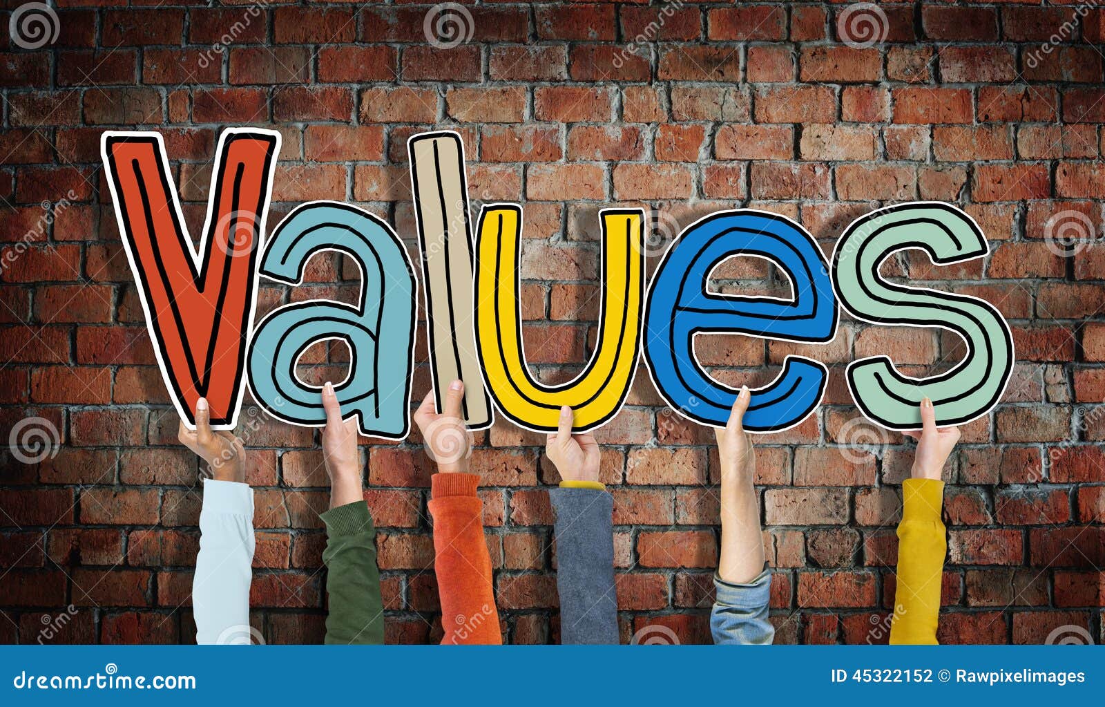 Group of Hands Holding Word Values Stock Photo Image of ideas, price 45322152