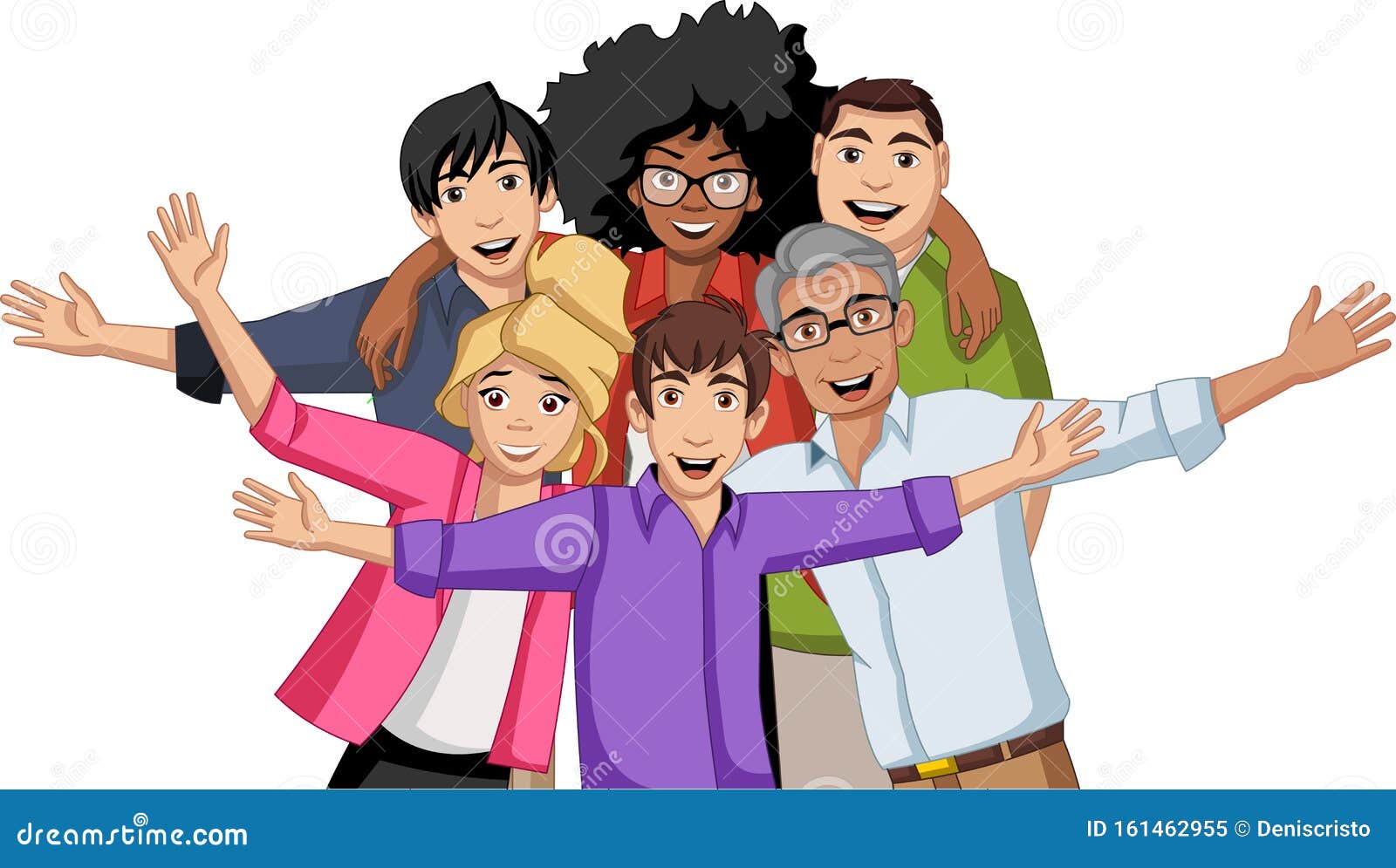 Group of Happy Cartoon Young People. Stock Vector - Illustration of people,  young: 161462955