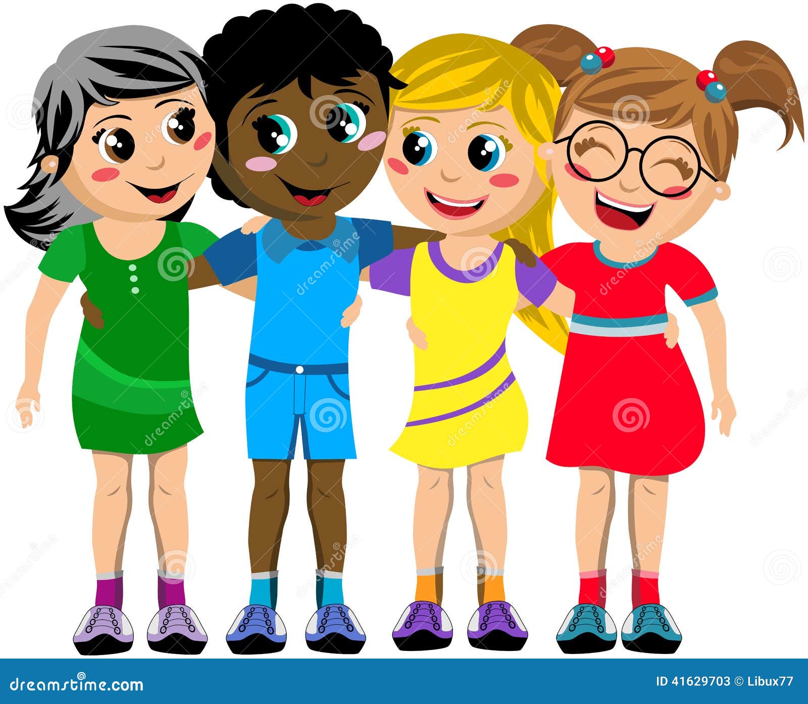 Friends forever friendly group of people hugging Vector Image