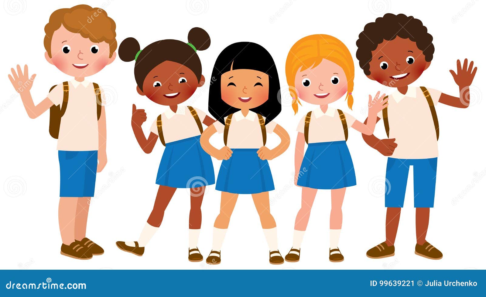Group of Happy Children in School Uniform Stock Vector - Illustration of  child, cartoon: 99639221