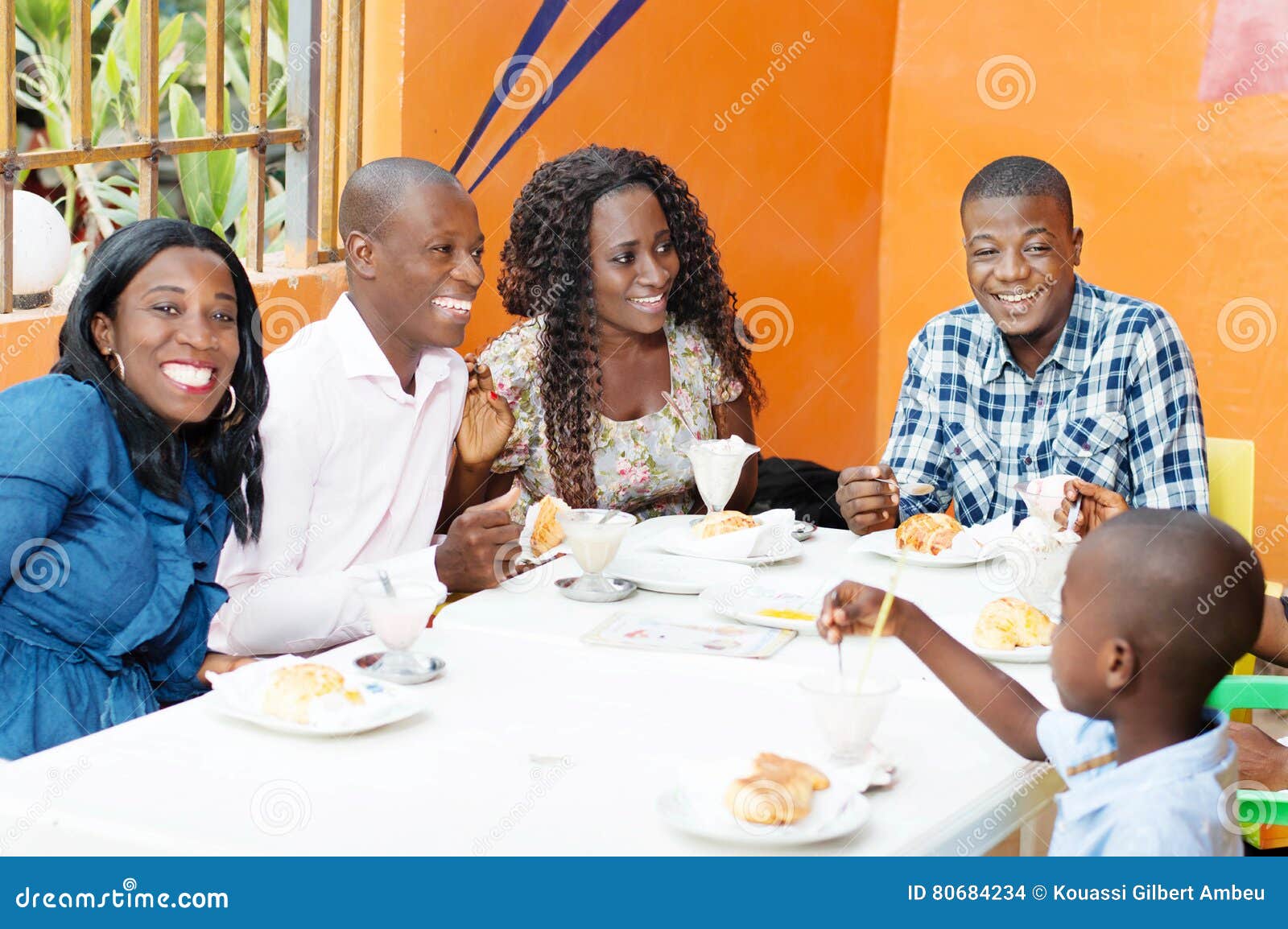 Group Of Happy Friends In Restaurant . Stock Photo - Image ...