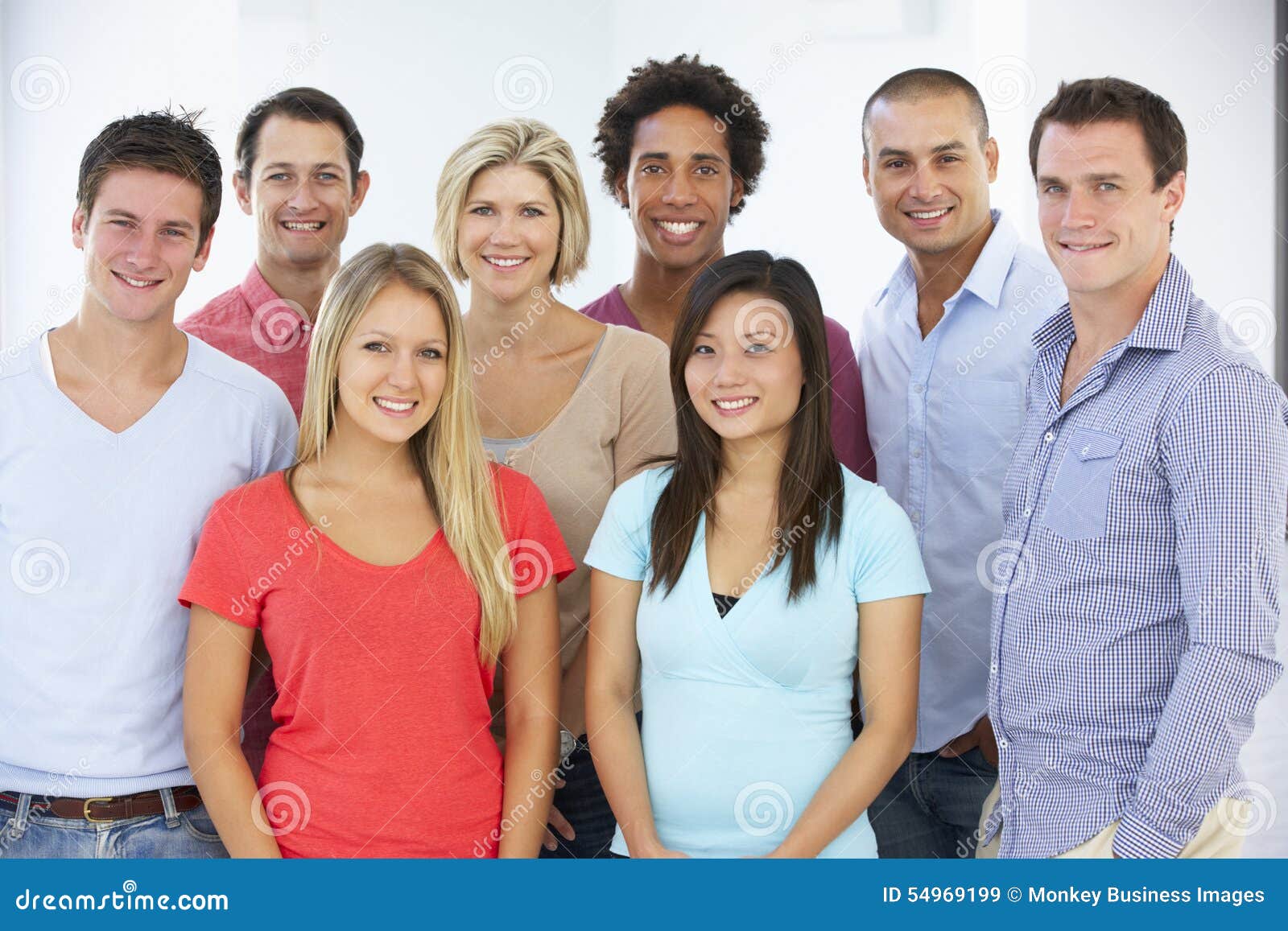 group of happy and positive business people in casual dress