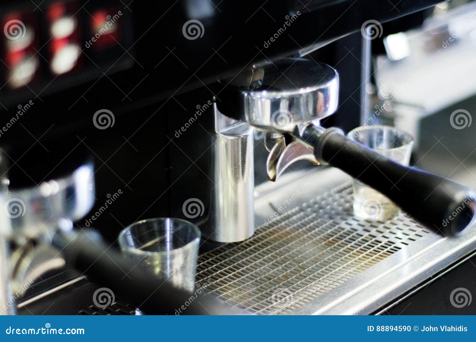 Group head coffee machine stock photo. Image of dark 88894590