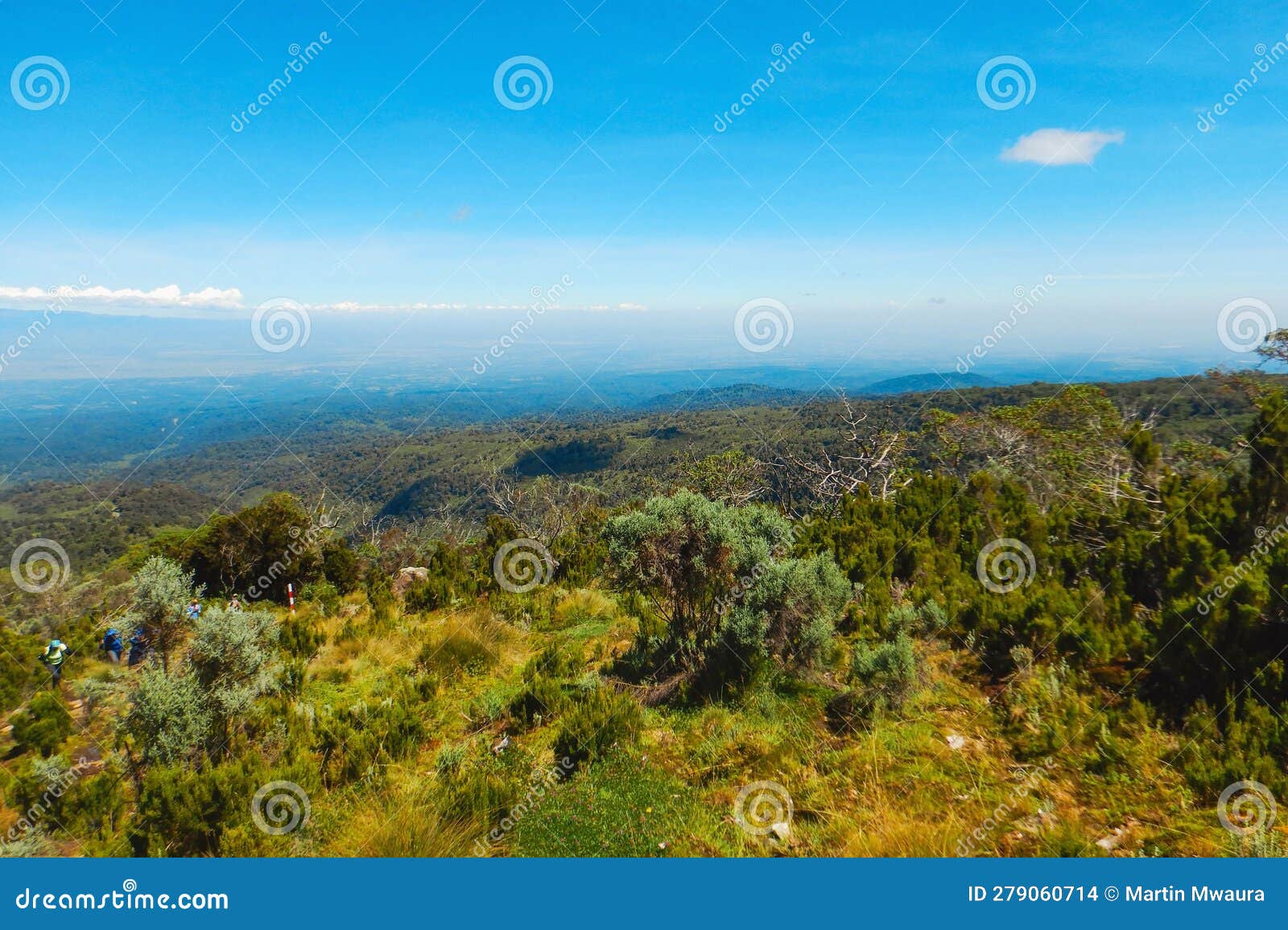 A Group of Hikers in the Panoramic Mountain Landscapes of Mount Kenya ...