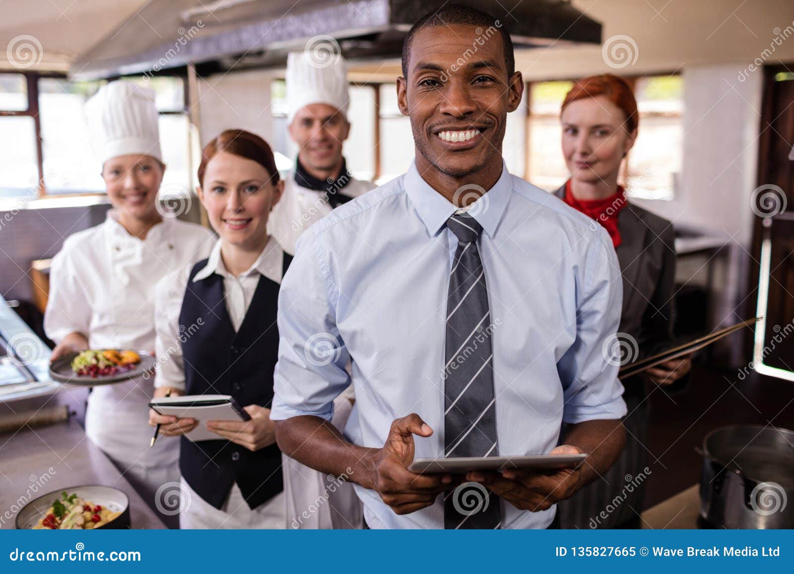 Group of Hotel Staffs Working in Kitchen Stock Image Image of