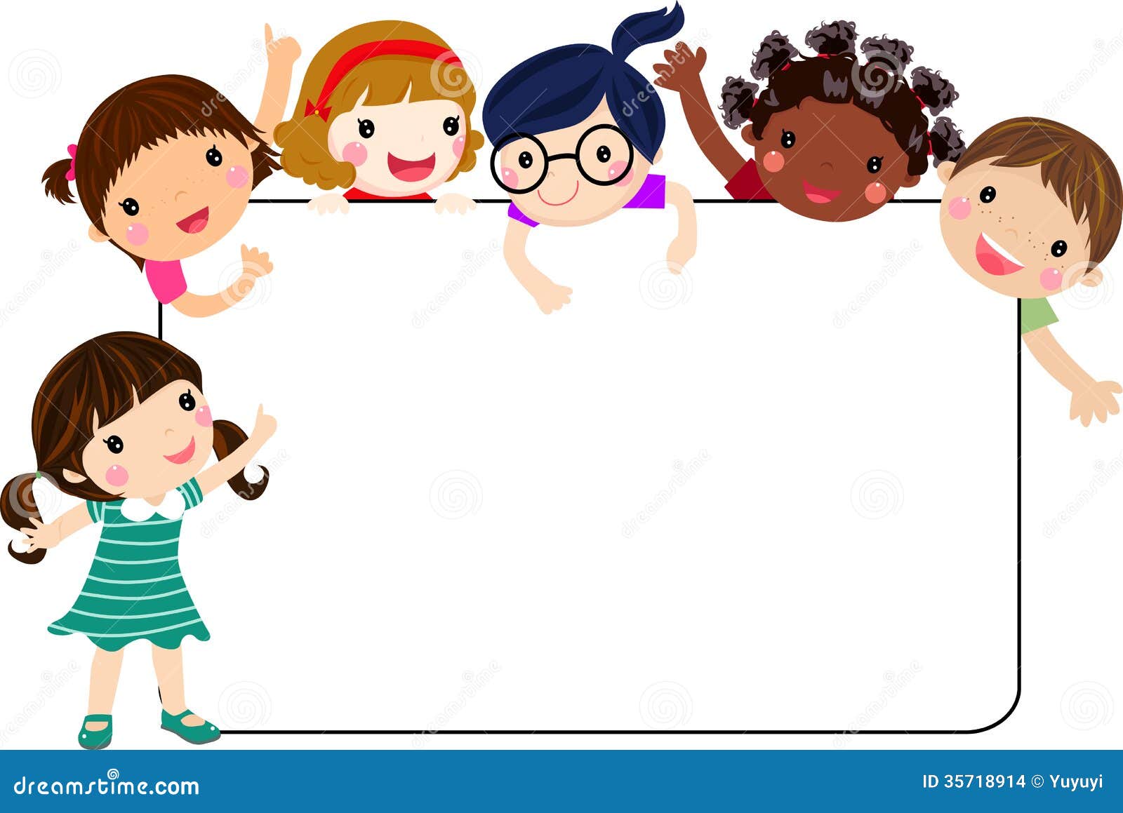 Group of kids and banner stock vector. Illustration of cartoon - 35718914