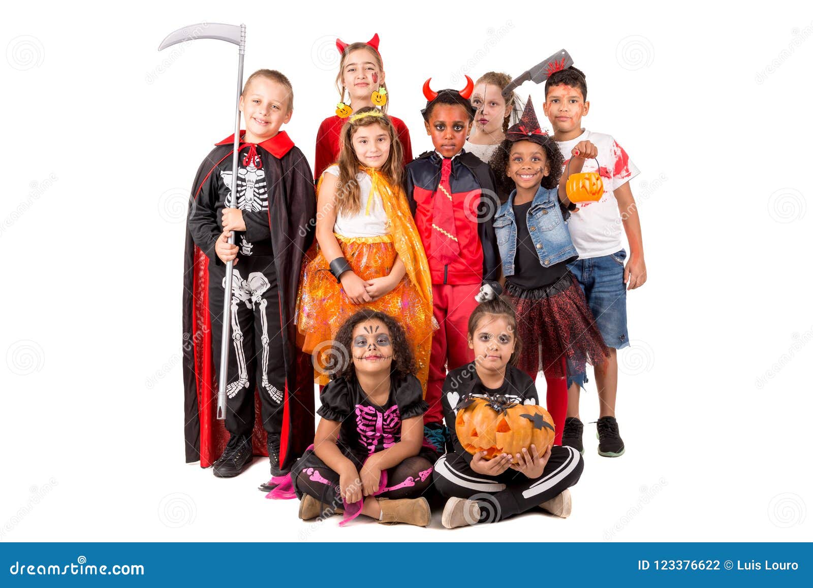 Group of Kids in Halloween Costumes Stock Photo Image of carnaval, autumn 123376622