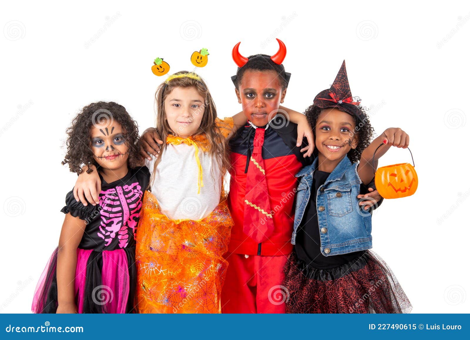 Group of Kids in Halloween Costumes Stock Image Image of female, autumn 227490615