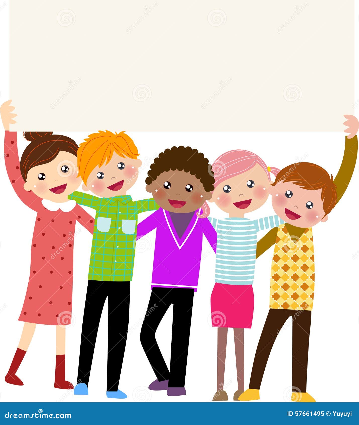 Group of Kids Holding Banner Stock Vector - Illustration of cheerful ...