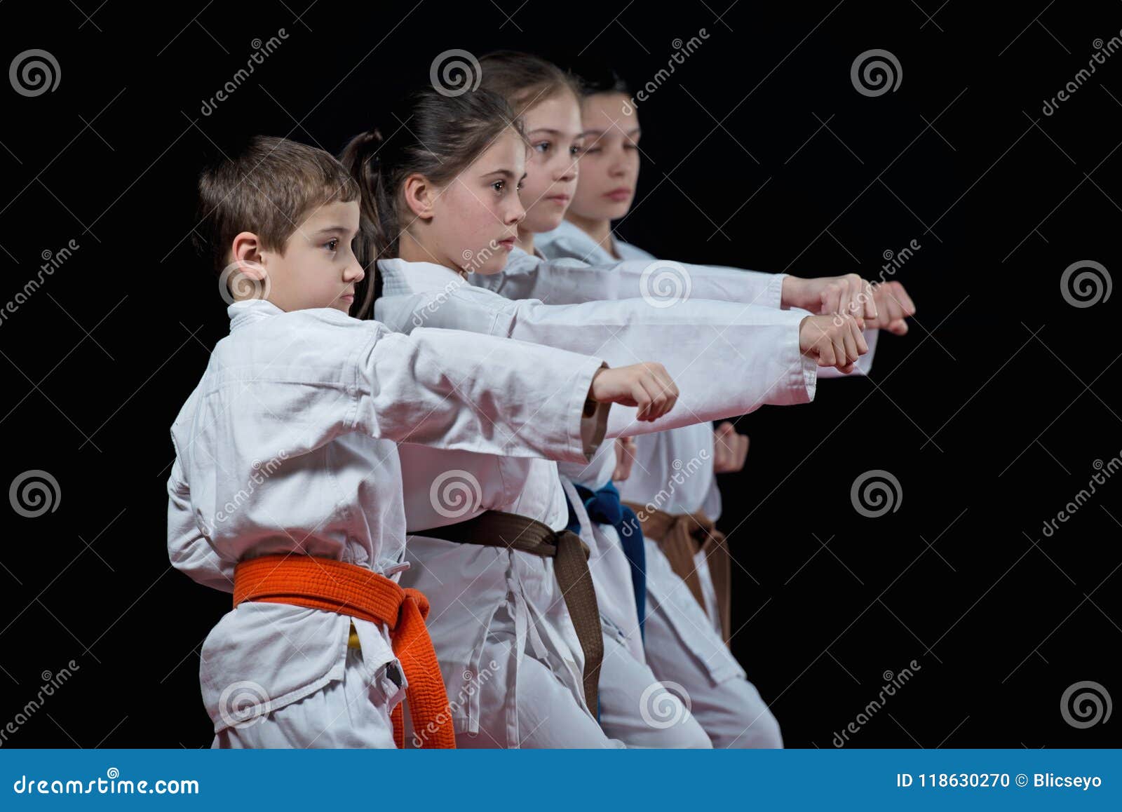 Group Kids Karate Martial Arts Stock Photo Image of hand, action 118630270