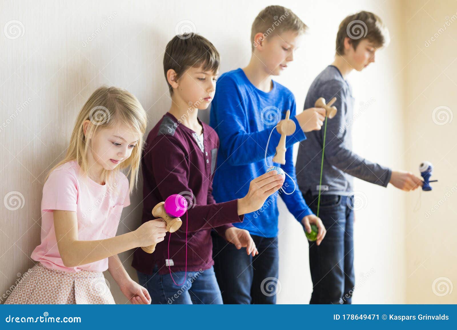 Darumaotoshikendamaand Koma Traditional Japanese Toys Stock Photo