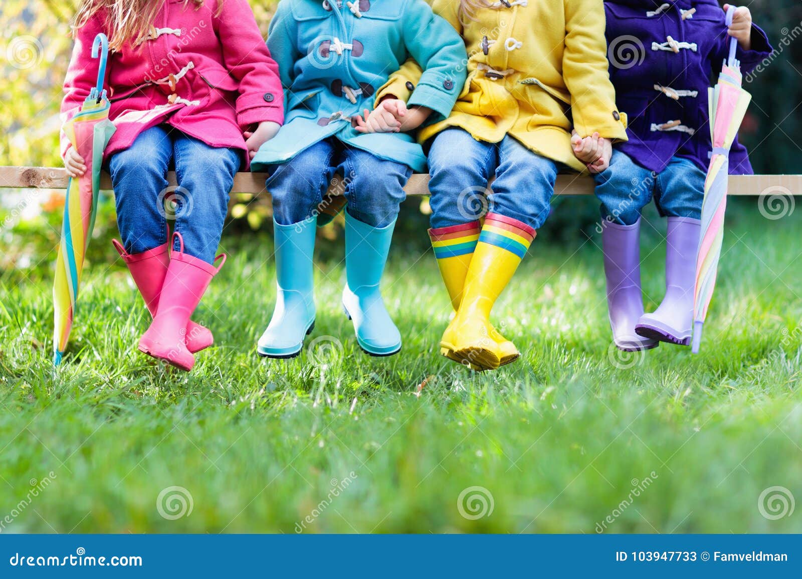 kids in rain boots. foot wear for children.