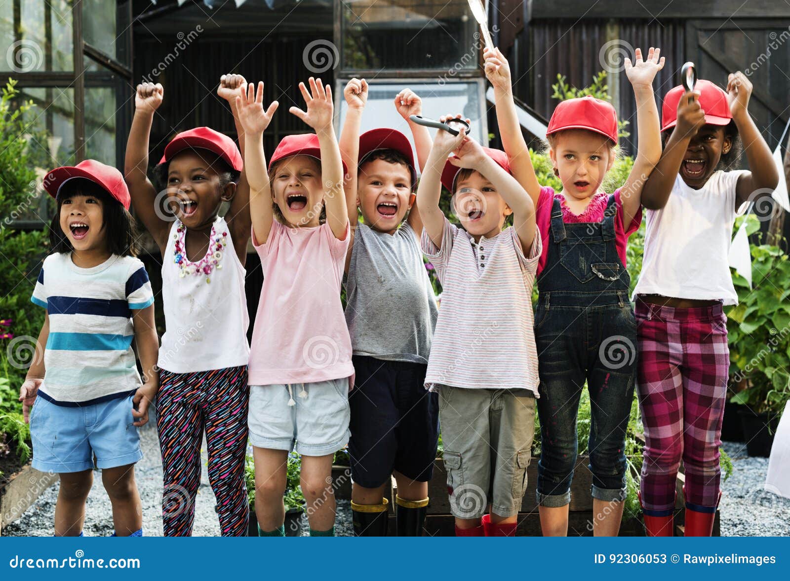 group of kids school field trips learning outdoors active smiling fun