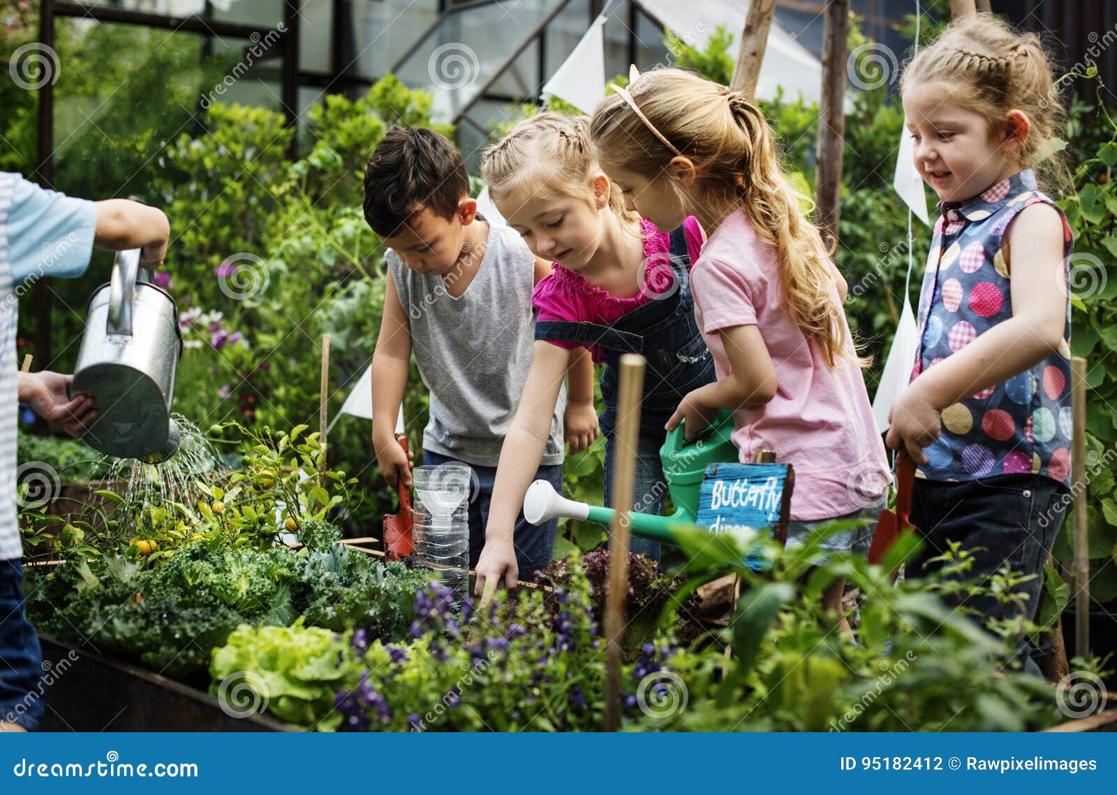 Group of Kindergarten Kids Learning Gardening Outdoors Stock Photo Image of child, ecology