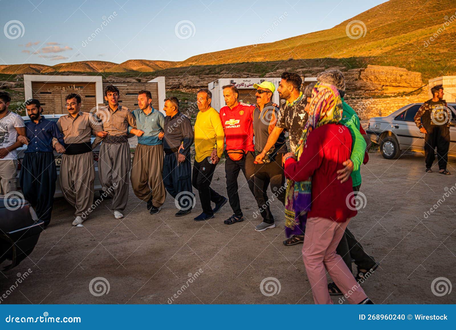 Group of Kurdish People Dancing Near Takht-e Soleyman in West