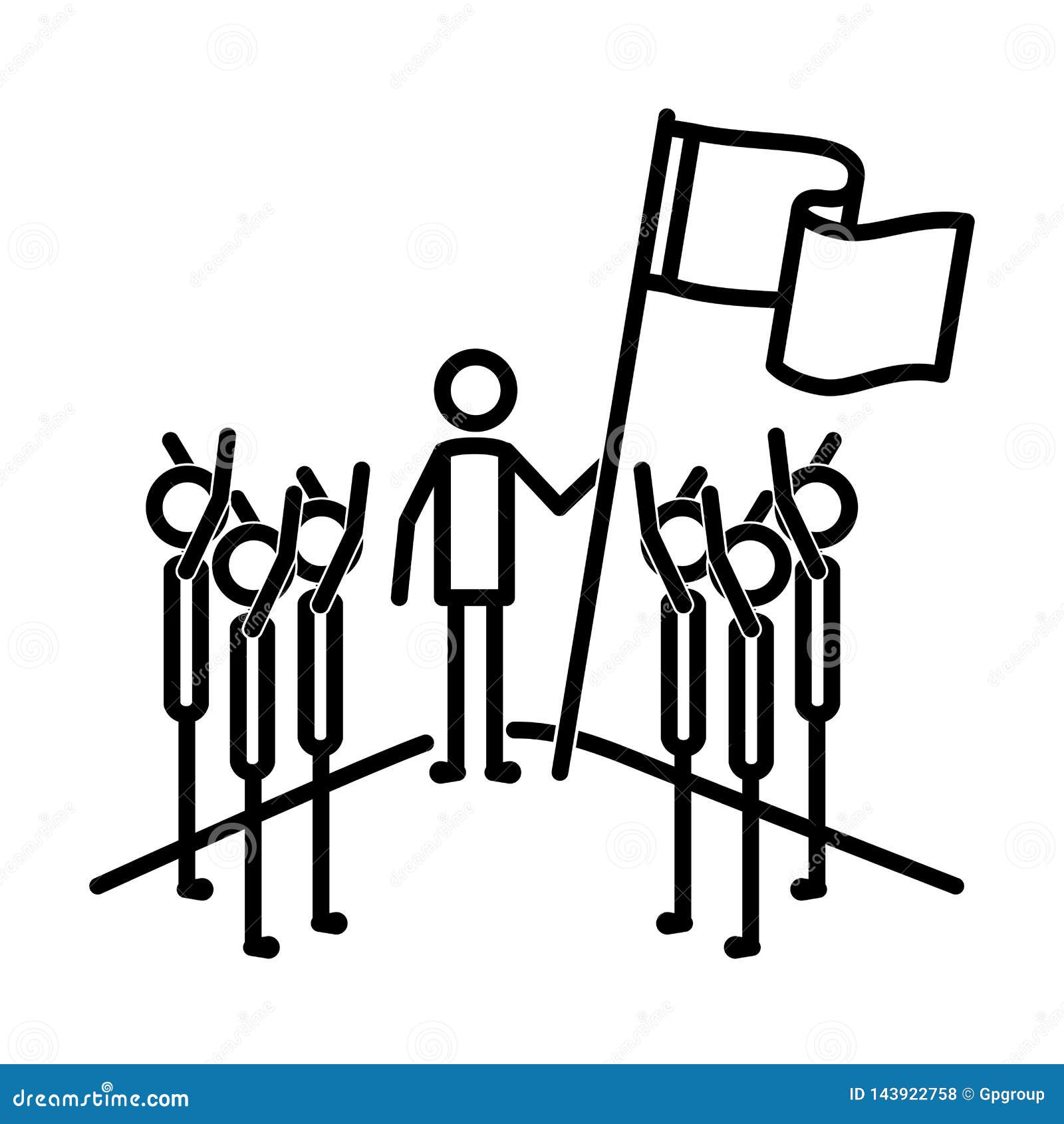 Group of Men with Flag Silhouettes Stock Vector - Illustration of ...