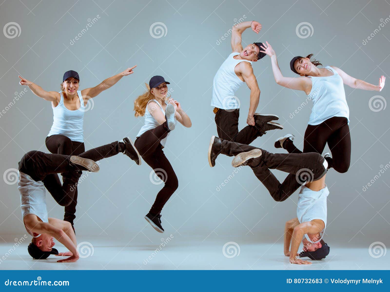 Group Of Modern Dancers Dancing Hip-hop At Studio. Stock Photo, Picture and  Royalty Free Image. Image 14772405.