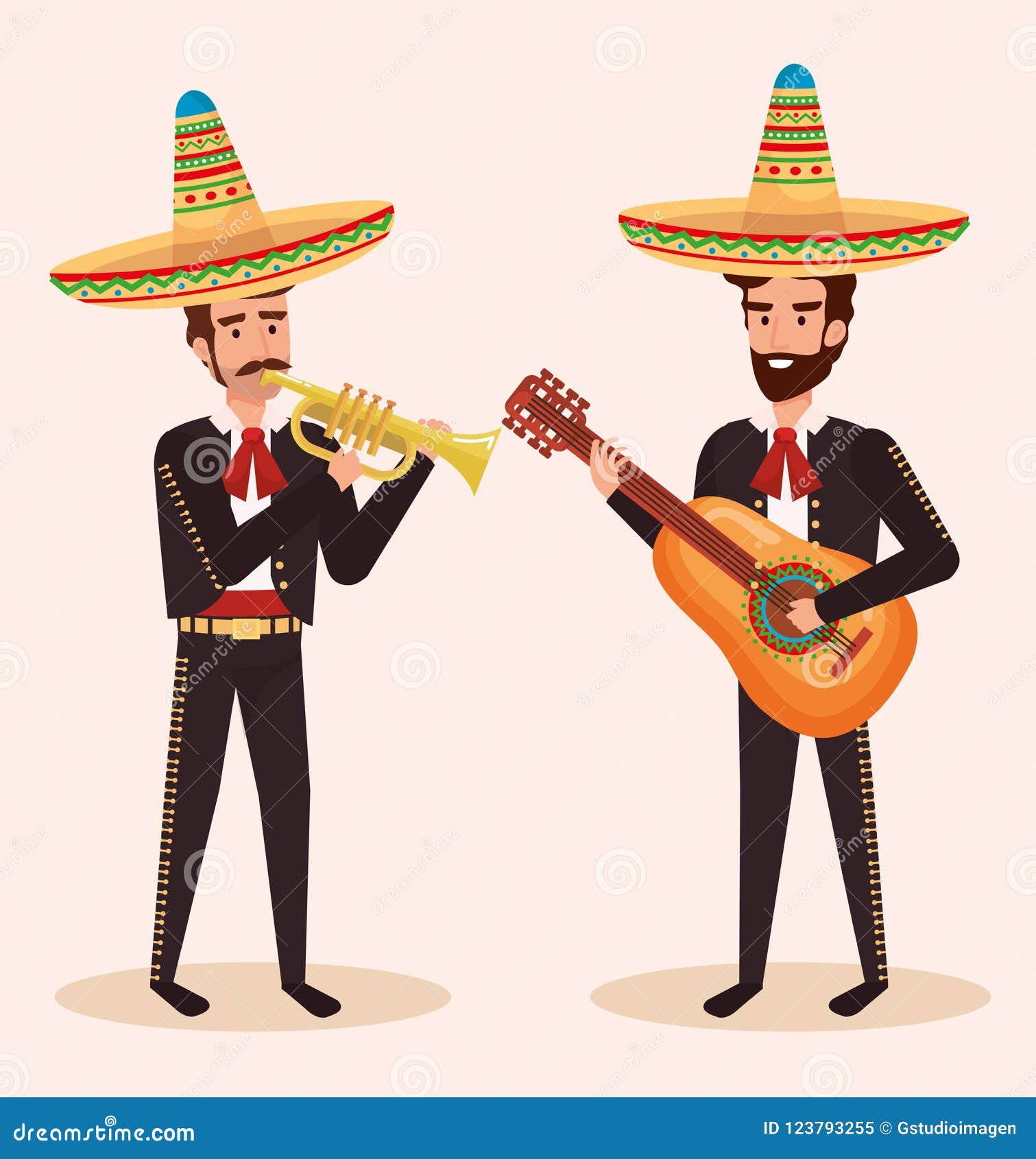 Mexican Mariachis Vector Illustration 76009336