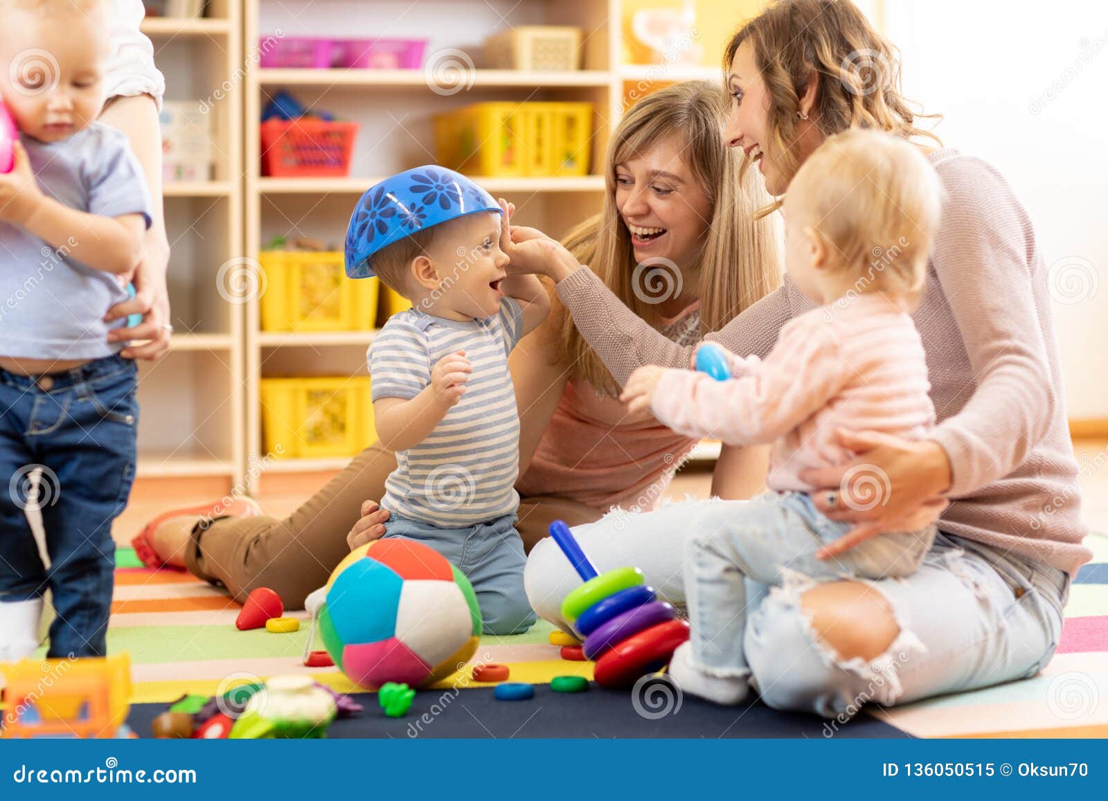 group of moms with their babies at playgroup