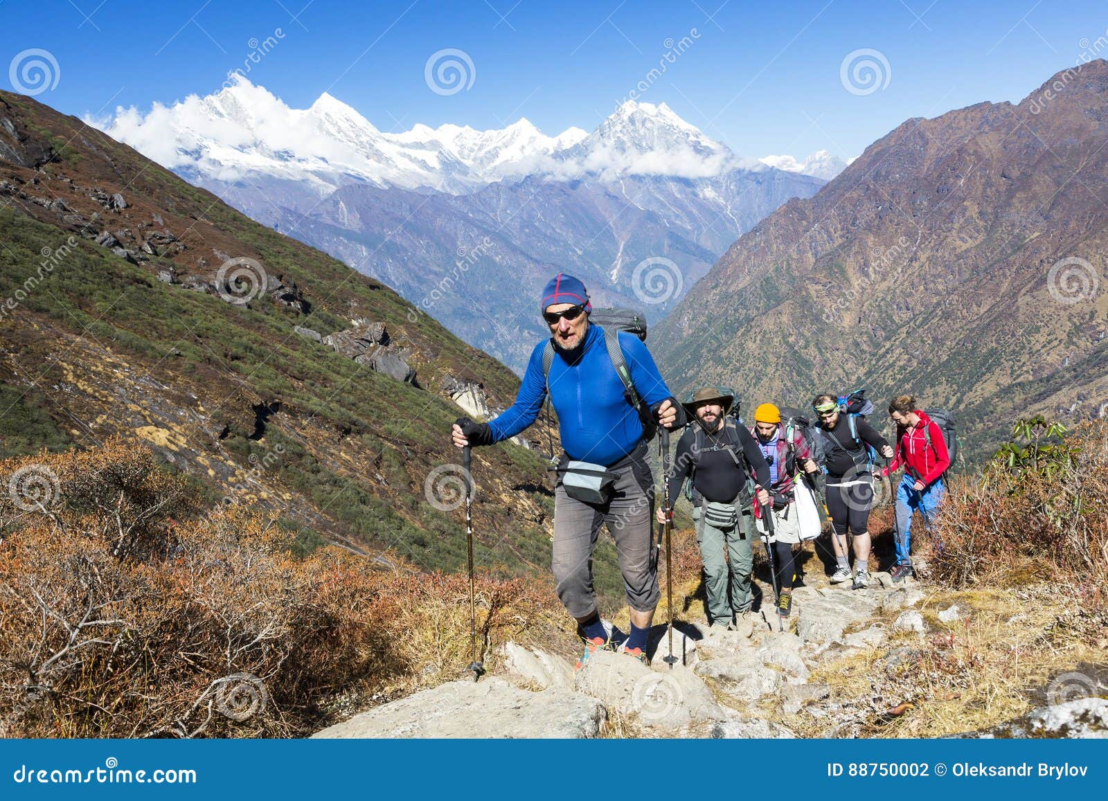 walking up the mountain.