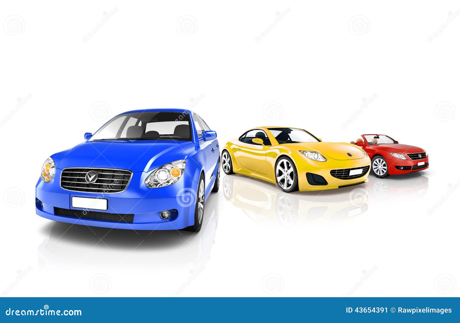 group of multi coloured modern cars