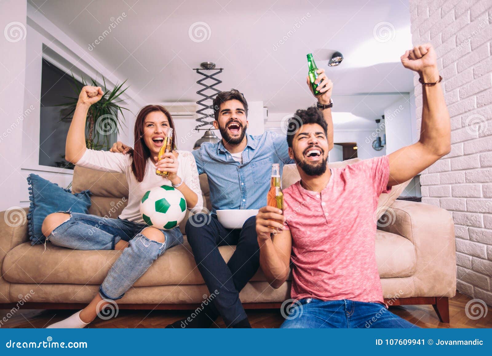 Group of Football Fans Cheering Stock Image Image of fans, happiness
