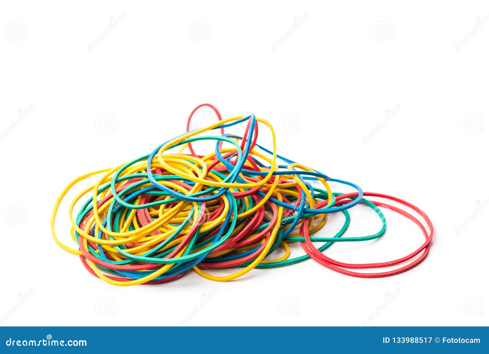 Group of Multicolor Rubber Money Bands Isolated on White Stock Image