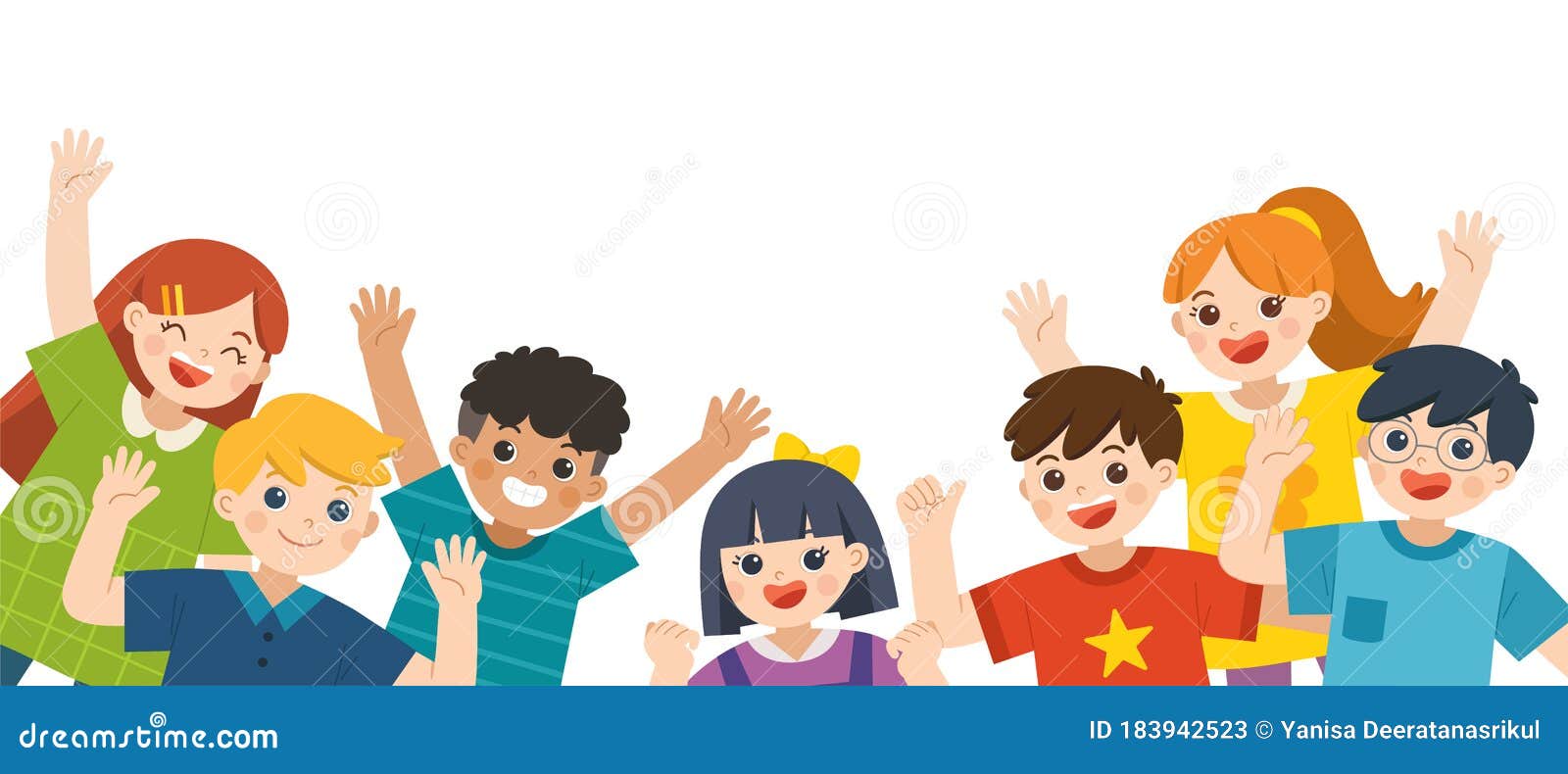 Group of cheerful children in a jump cartoon Vector Image