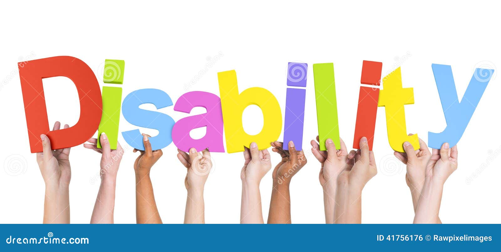 group of multiethnic hands holding disability