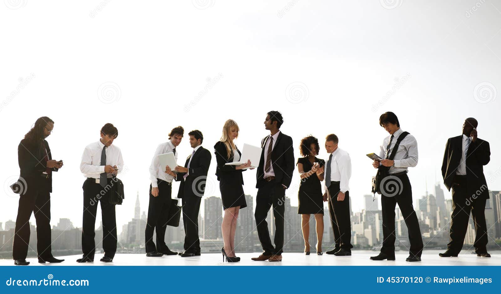 A Group of Office New York Office Workers Outdoors Stock Photo Image