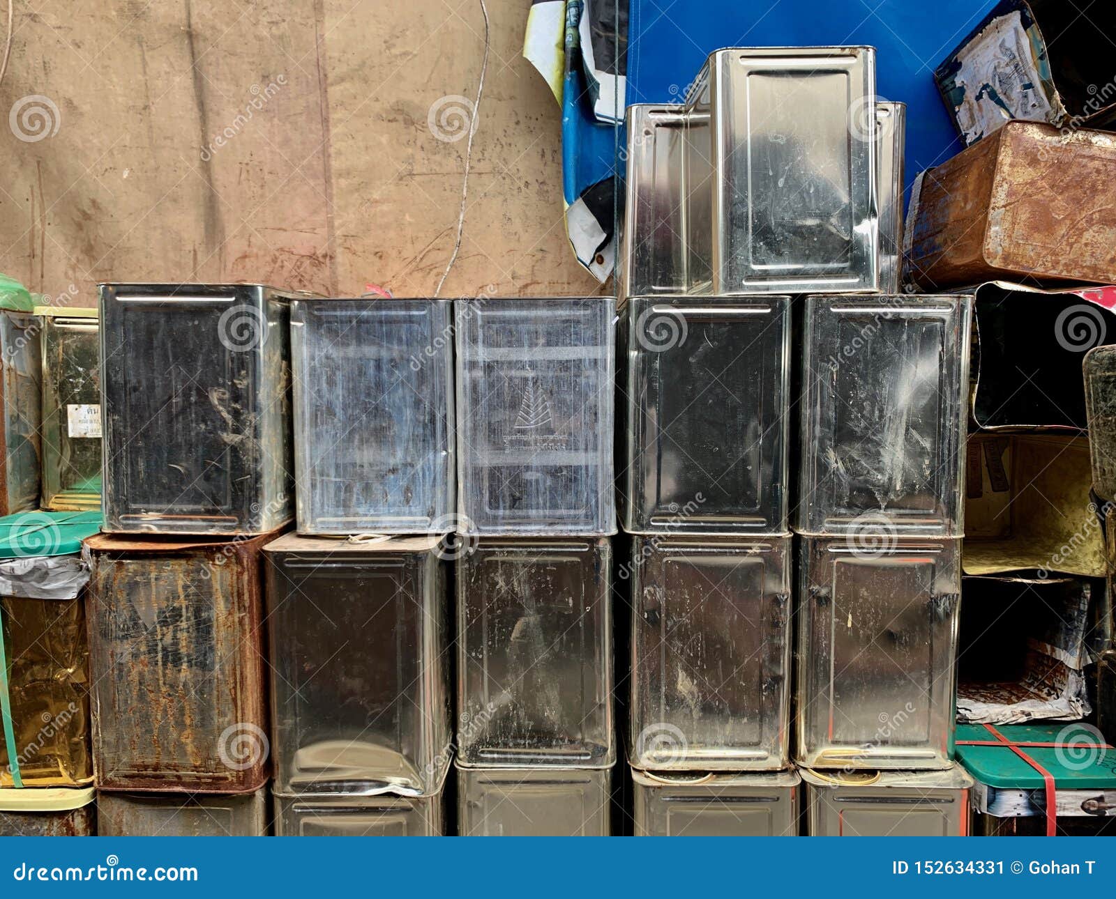 A Group of Oil Bucket or Pail, Bin for Recycle Stock Image Image of