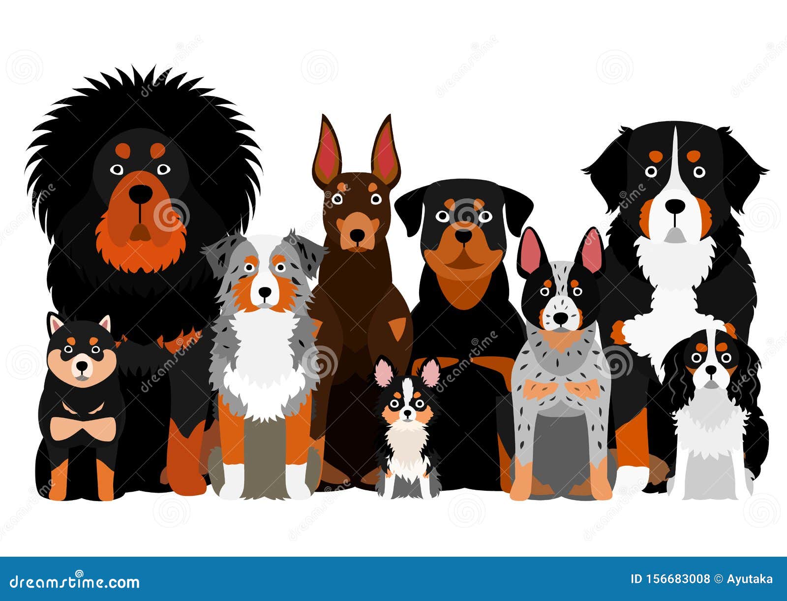 Group of Orange Eyebrow Dog Stock Vector Illustration of character